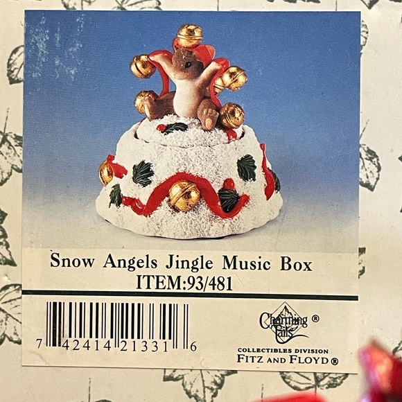 Charming Tails Snow Angels Jingle Music Box 93/481 Mouse Jingle Bells w/Box - Picture 3 of 9